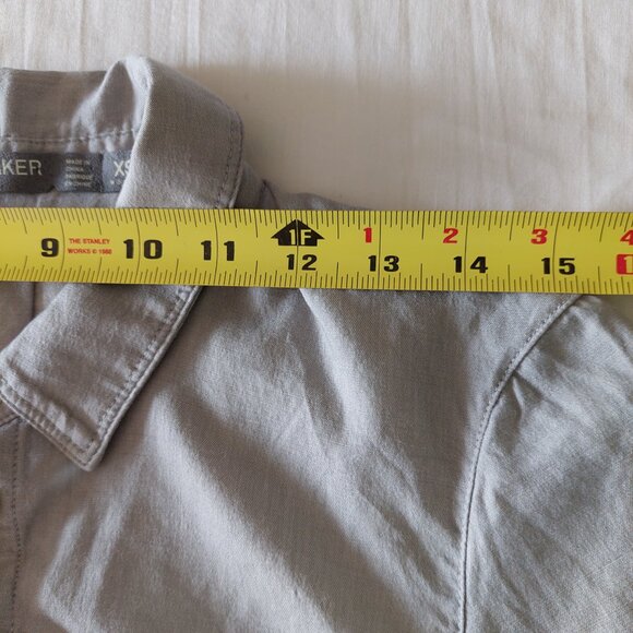 Icebreaker Light Gray Button Down Merino Wool Short Sleeve Shirt, XS - Picture 6 of 8